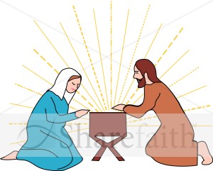 Mary and Joseph Beside the Manger