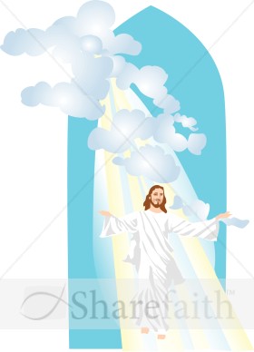Jesus Ascending into Light and Clouds