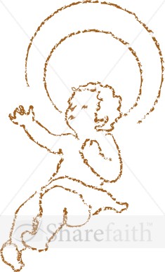 Chalk Drawn Baby Jesus with Halo