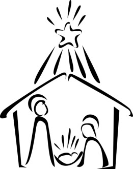 Nativity in Black and White with Bright Star