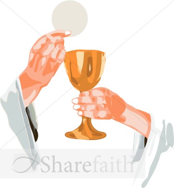 Hands Elevating Wafer for Communion