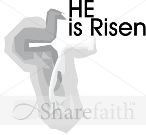 He is Risen with abstract gray cross