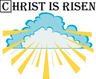 Christ Is Risen with clouds and rays
