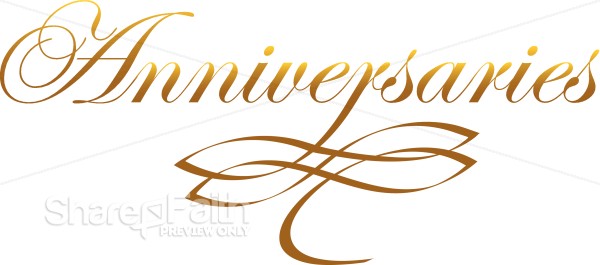 Elegant and Golden Anniversaries Script with Ornament