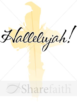 Hallelujah with Brushstroke Yellow Cross