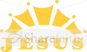 Jesus Word Art with Gold Crown