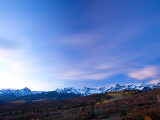 Snowy Mountains with Purple Sky