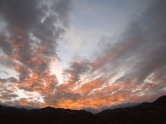 Mountains with Fiery Sunset