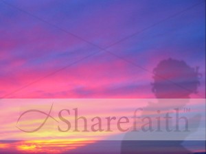 Sunset Clouds with Praying Child Watermark