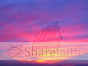 Sunset with Prayerful Hands Watermark