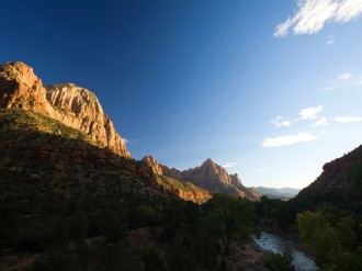 Sunrise Over Mountains and River