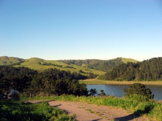 Lake with Hills Landscape Photoc