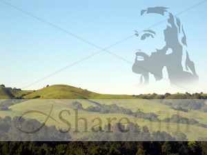 Green Hills with Jesus' Face