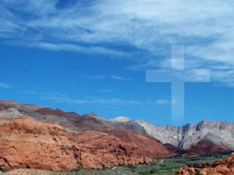 Red Rocks Landscape with Cross