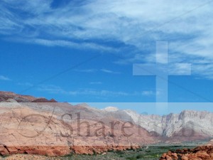 Red Rocks Landscape with Cross