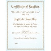 Certificate of Baptism with Dove Watermark