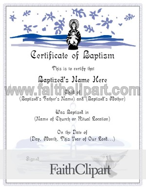 Baby Baptism Certificate Blue