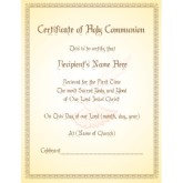 Holy Communion Certificate with Dove Watermark