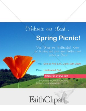 Red Wildflower Spring Picnic Invitation