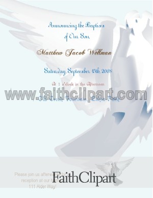 Dove on Blue Baptism Invite