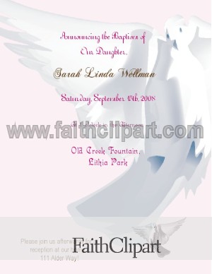 Dove on Pink Baptism Invite