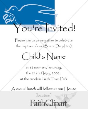 Stylized Dove Baptism Invitation