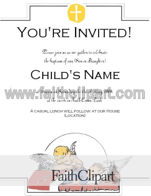 Baptism Invitation with Cherub and Baby