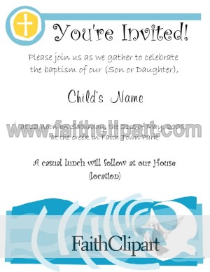 Baptism Invitation with Blue Dove