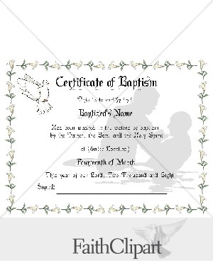 Mens Baptism Certificate with Lilies