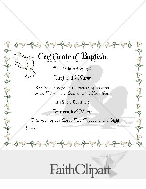 Womans Baptism Certificate with Lilies