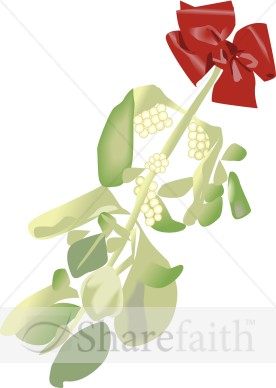 Christmas Mistletoe Hung with a Red Bow