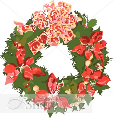 Holiday Wreath with Poinsettias