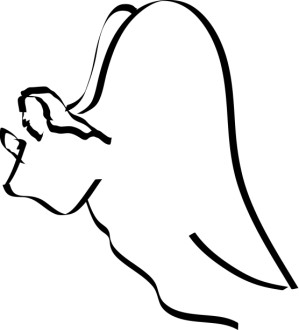 Line Art Flying Angel in Prayer