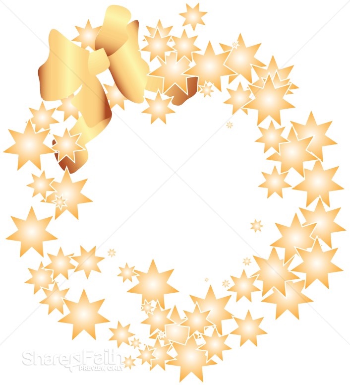 Golden Starry Wreath and Bow