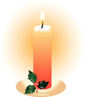 Orange Candle with Holly