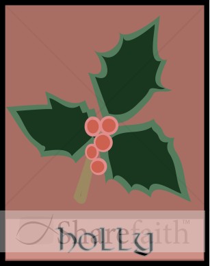 Christmas Holly on Red