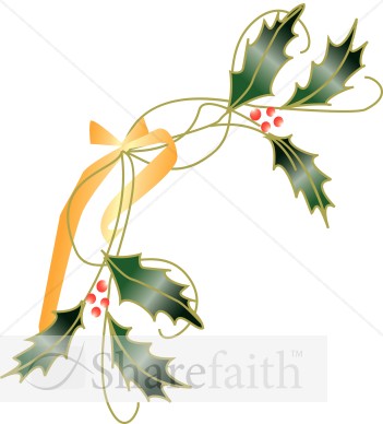 Holly Leaves Tied with Ribbon