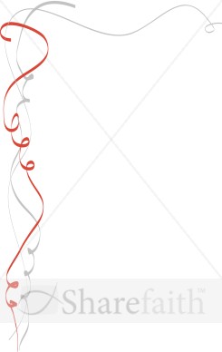 Red and Silver Calligraphic Ribbon Corner