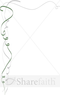 Green and Silver Calligraphic Ribbon Corner