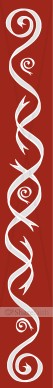 Red Column with Silver Ribbon Swirls