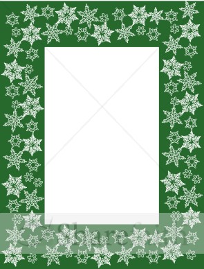 Thick Green Frame with White Snowflakes
