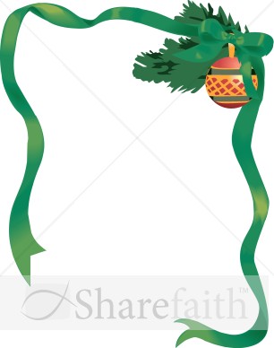 Green Ribbon Christmas Frame with Ornament