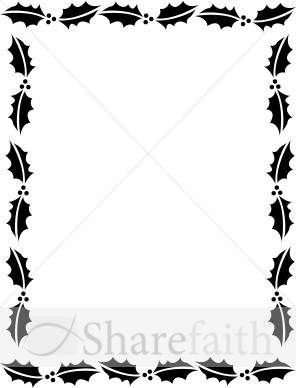 Outline of Holly Leaves in Black