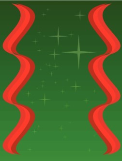 Curling Red Ribbons and Green Stars