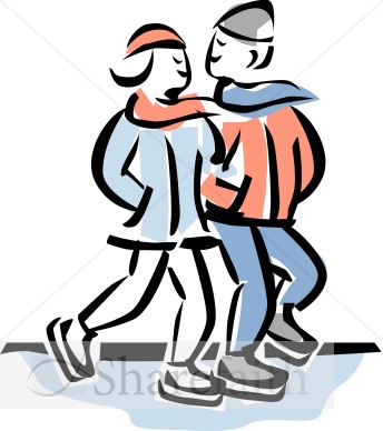 Happy Couple Ice Skating