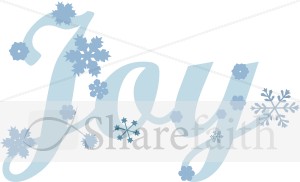 Blue Joy Text with Snowflakes
