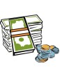 stack of money with coins