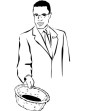 african american usher with basket