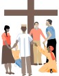 Congregation with Wooden Cross