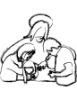 jesus comforting christians line art